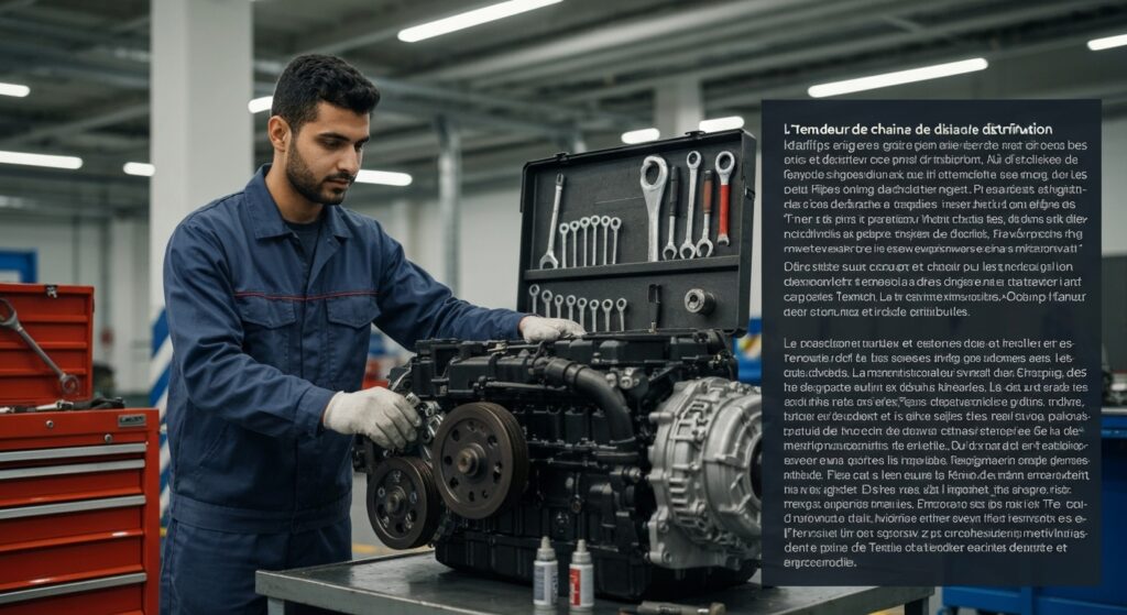 Tendeur de chaine de distribution : rôle, signes et entretien with text